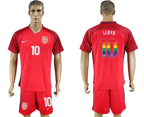 USA #10 LLOYD Red Rainbow Soccer Country Jersey